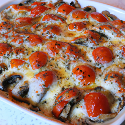 Champignon gratinati al forno con gorgonzola e pomodoro