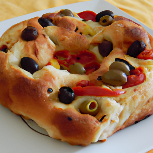 Focaccia arrotolata con pomodorini e olive