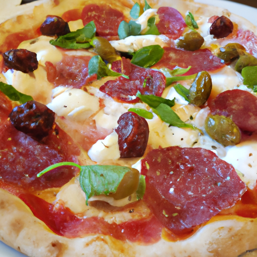 Pizza con salame e olive