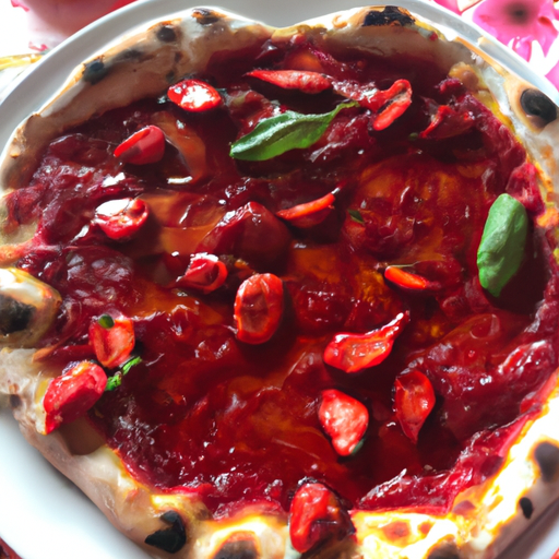 Pizza dolce con confettura di fragole