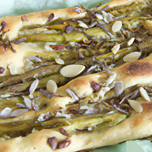 Schiacciata integrale con asparagi e Grana