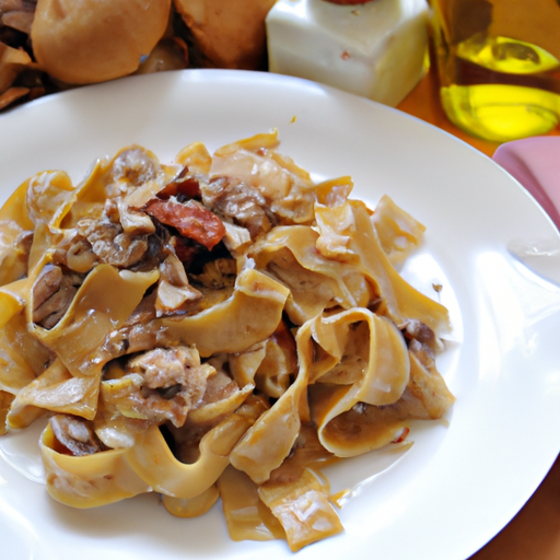 Pappardelle con speck e funghi porcini