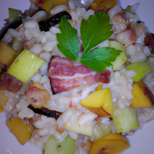 Risotto mele e speck