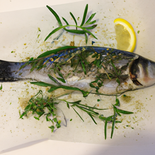 Branzino (spigola) alle erbe in crosta di sale