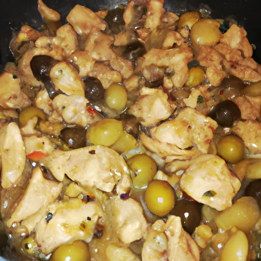 Petto di pollo peperoni e olive