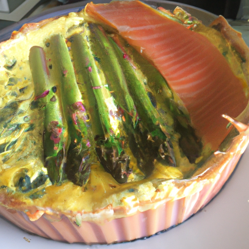 Quiche al salmone con asparagi e porri