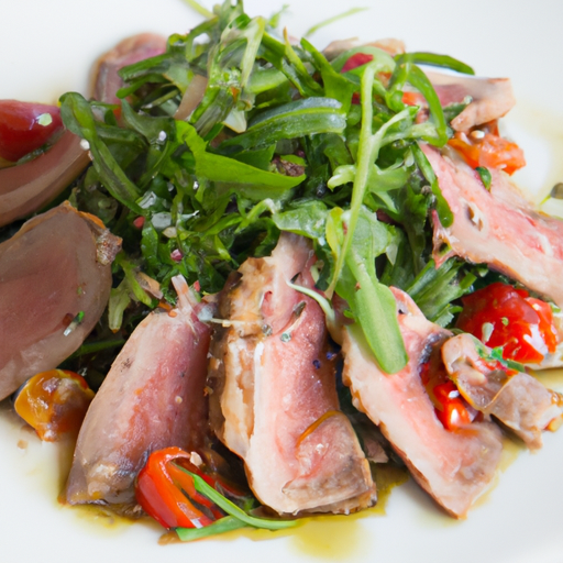 Tagliata di manzo con rucola e pomodorini