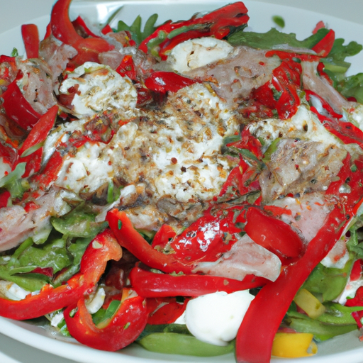 Insalata con tonno, mozzarella e peperoni