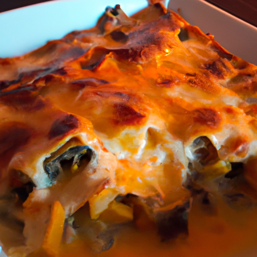 Lasagne di zucca con crema di funghi e scamorza