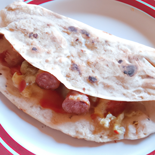 Piadina con salsiccia e cipolle stufate