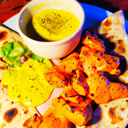 Pollo tandoori con chapati e salsa alla curcuma