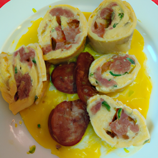 Rotolo di polenta con salsiccia e funghi