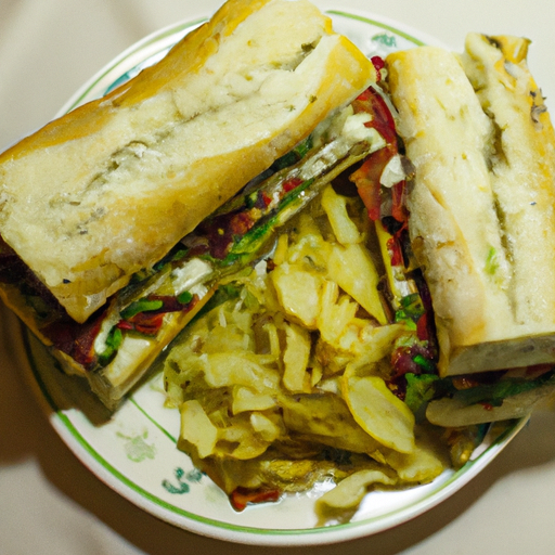 Sandwich di manzo e insalata di cavolo con patate croccanti