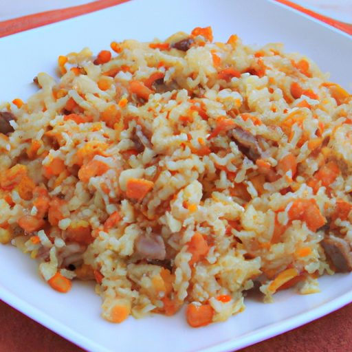 Spaghetti di riso con carne e verdure